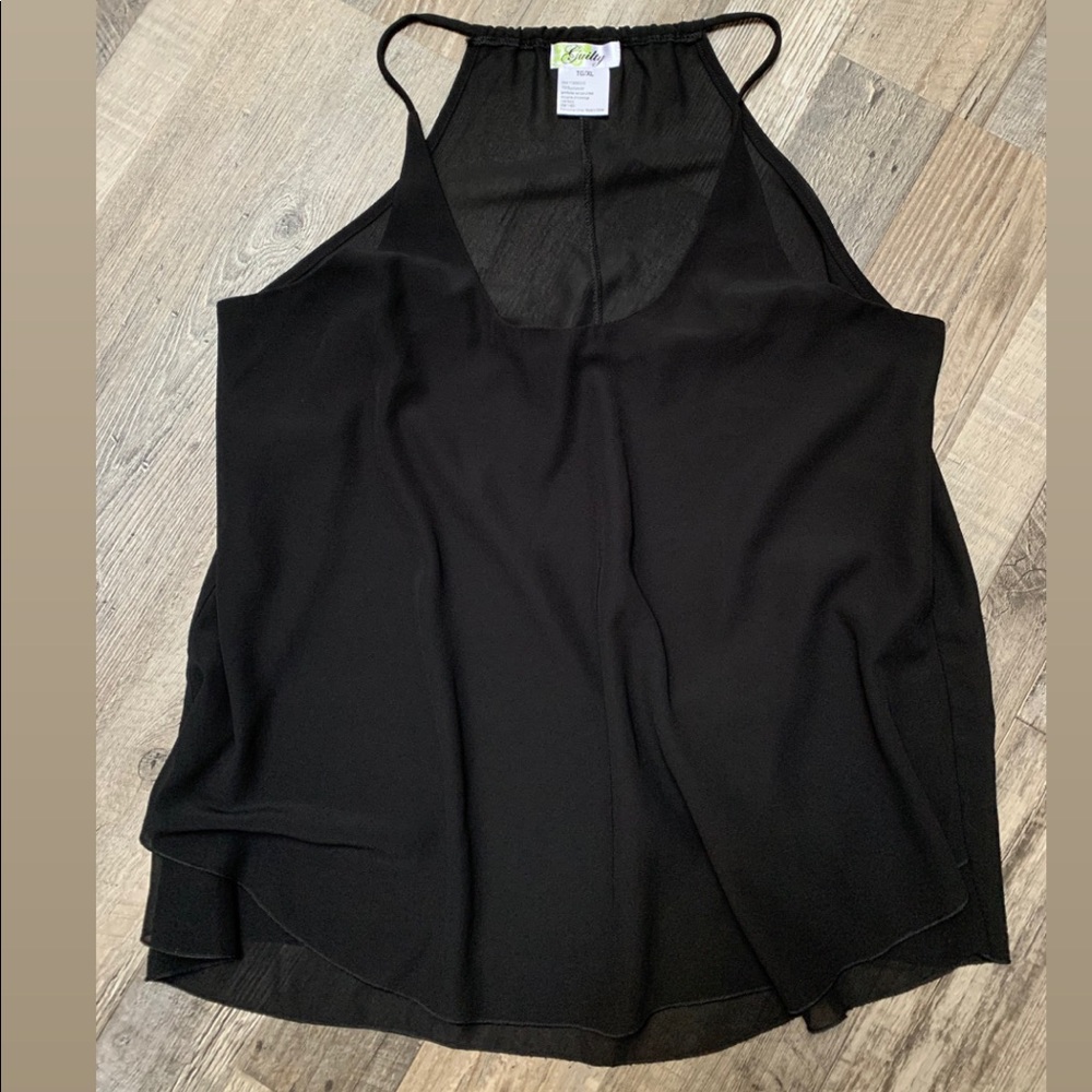Black Flowy Sleeveless Blouse